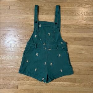 Women’s Cider Teddy Bear Embroidery Bibs, Size Small, Cottage Core, Whimsical